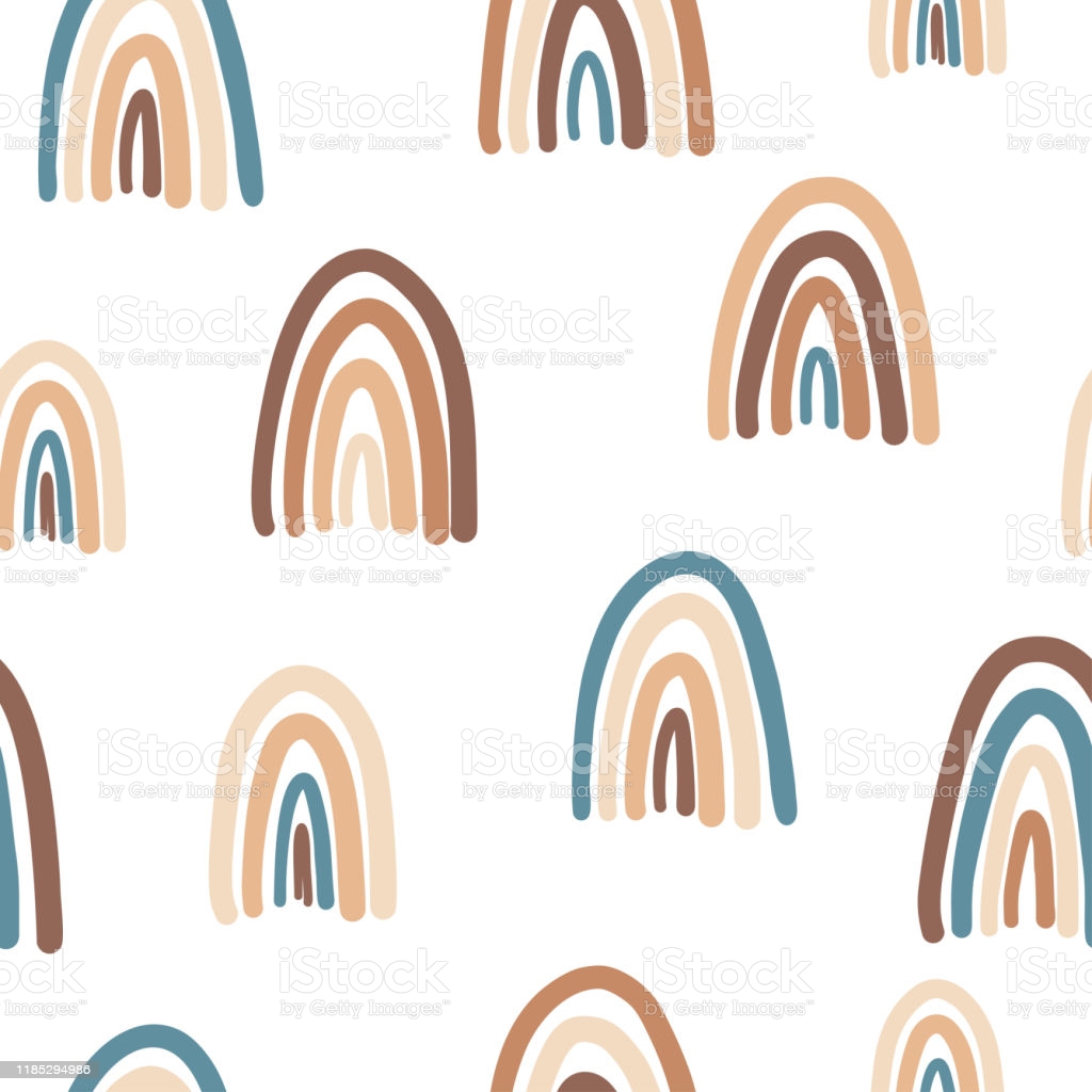 Cute Rainbows Seamless Pattern Trendy Background For Textile And