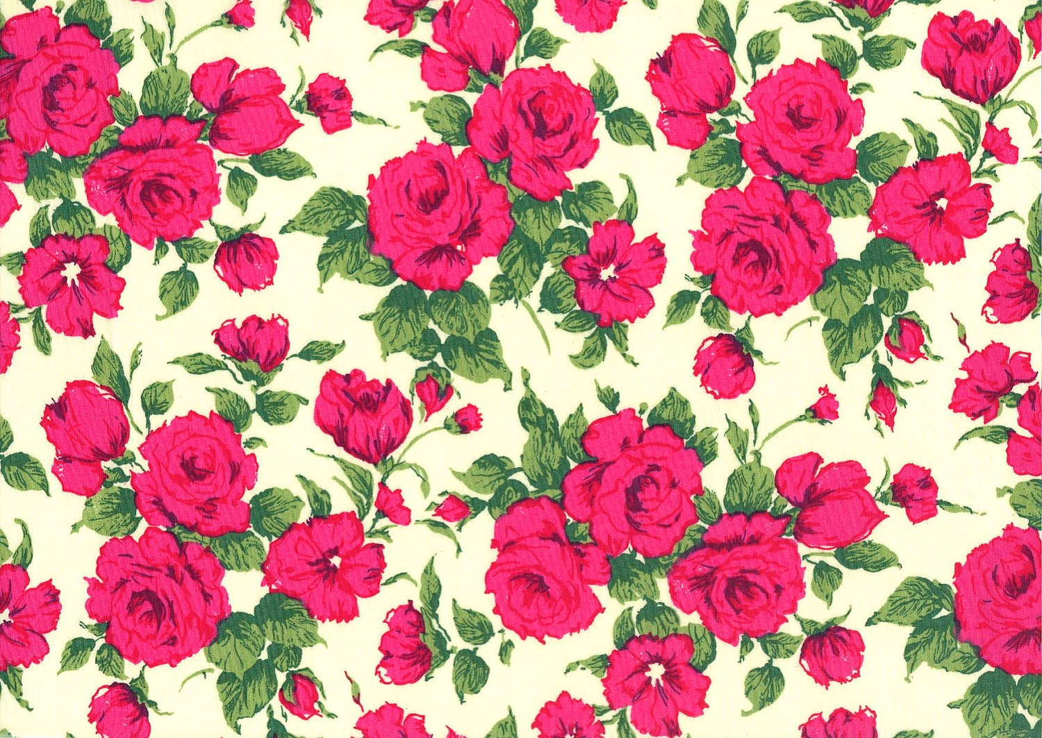 Bold Fuchsia Rose Print Fat Eighth Carline J By Greenestitchco