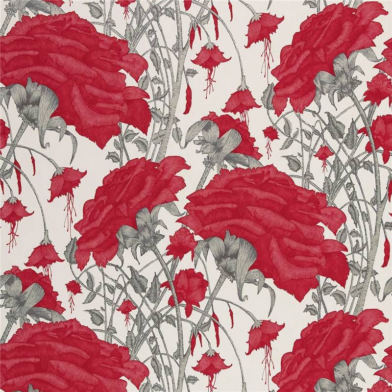 Red Grey Cream Amour Harlequin Boutique Wallpaper
