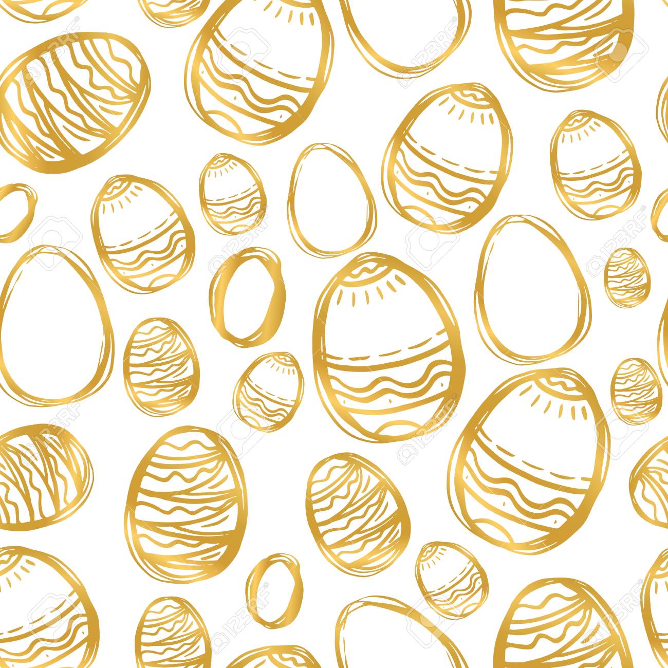 Golden Easter Eggs And Specks Flecks Spots Seamless Vector