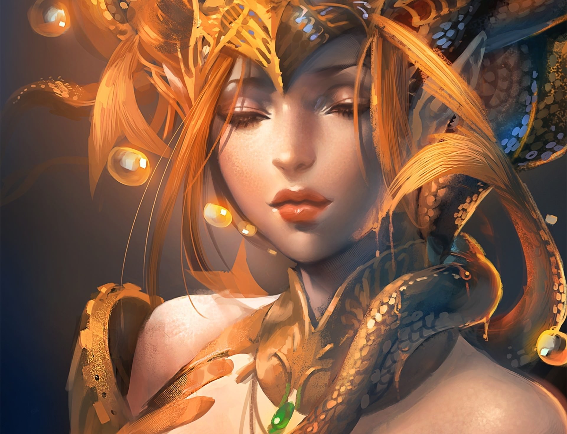 Beautiful Golden Dragon Girl Wallpaper Digitalart Io