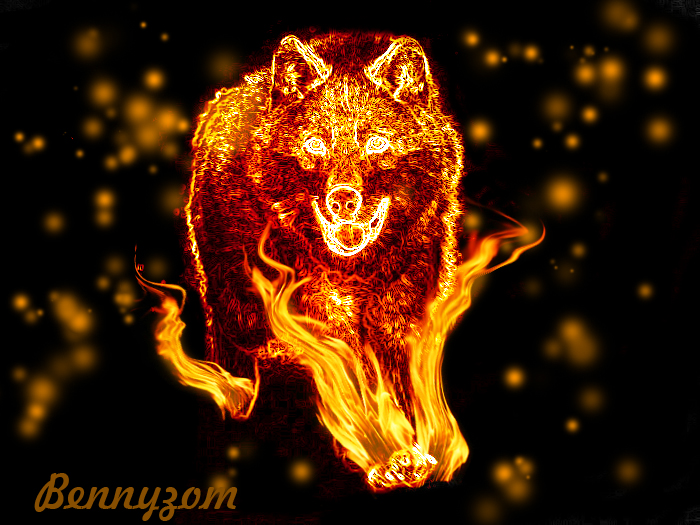 Premium Photo | A close up of a wolf with a fire and flames around it  generative ai
