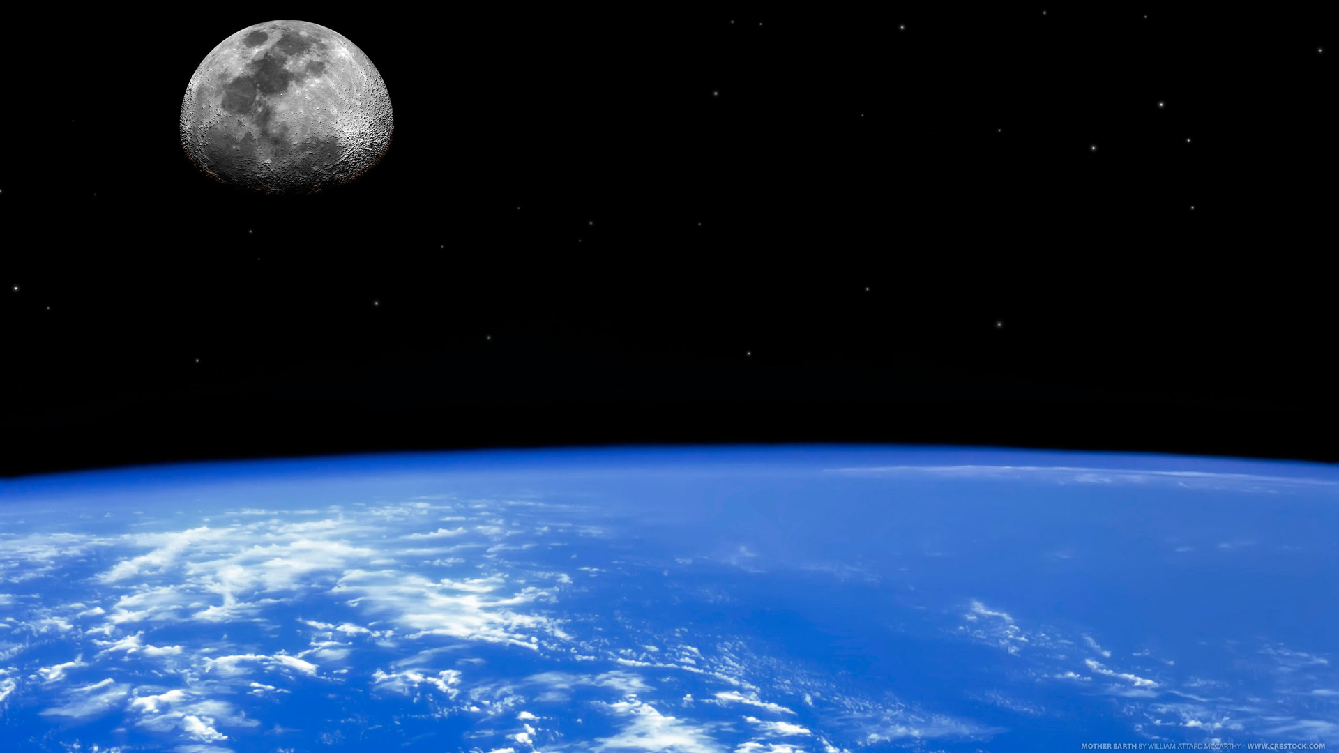 Earth From Space Moon Horizon Pla Wallpaper