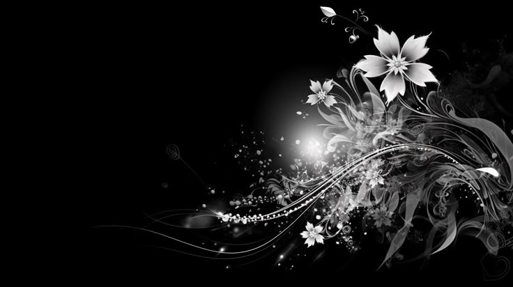 Black And White Wallpaper With Flowers