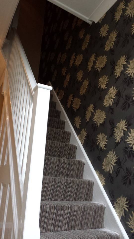 Nice Feature Wallpaper On A Hall Stairs And Landing