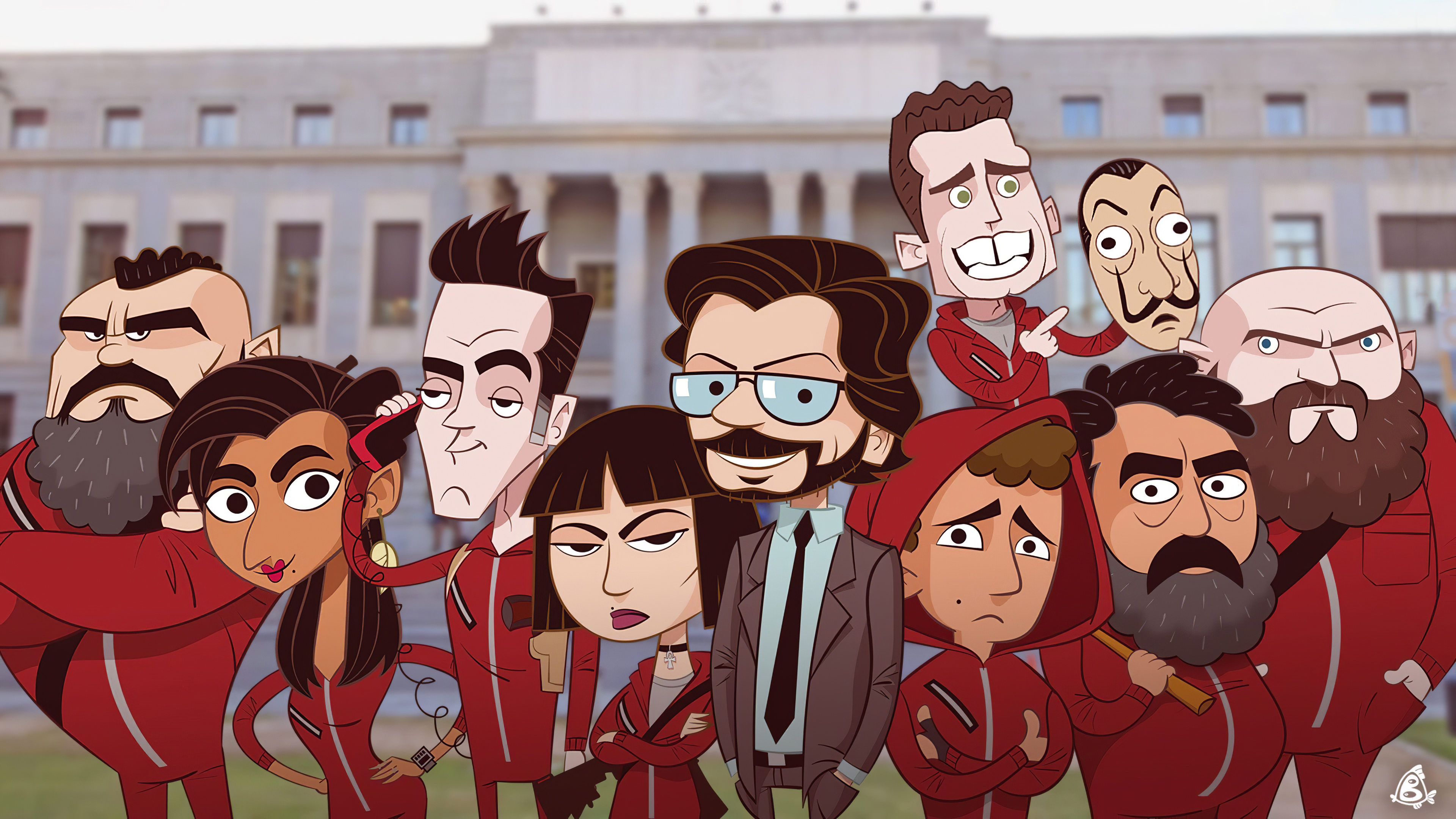 Money Heist Tvseries Cartoonic Poster 4k Laptop Full HD 1080p Wallpaper