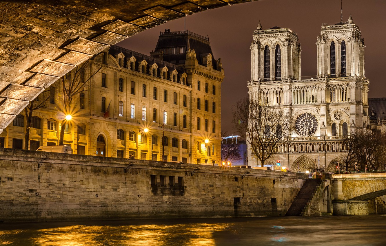 Wallpaper Bridge The City River France Paris Evening