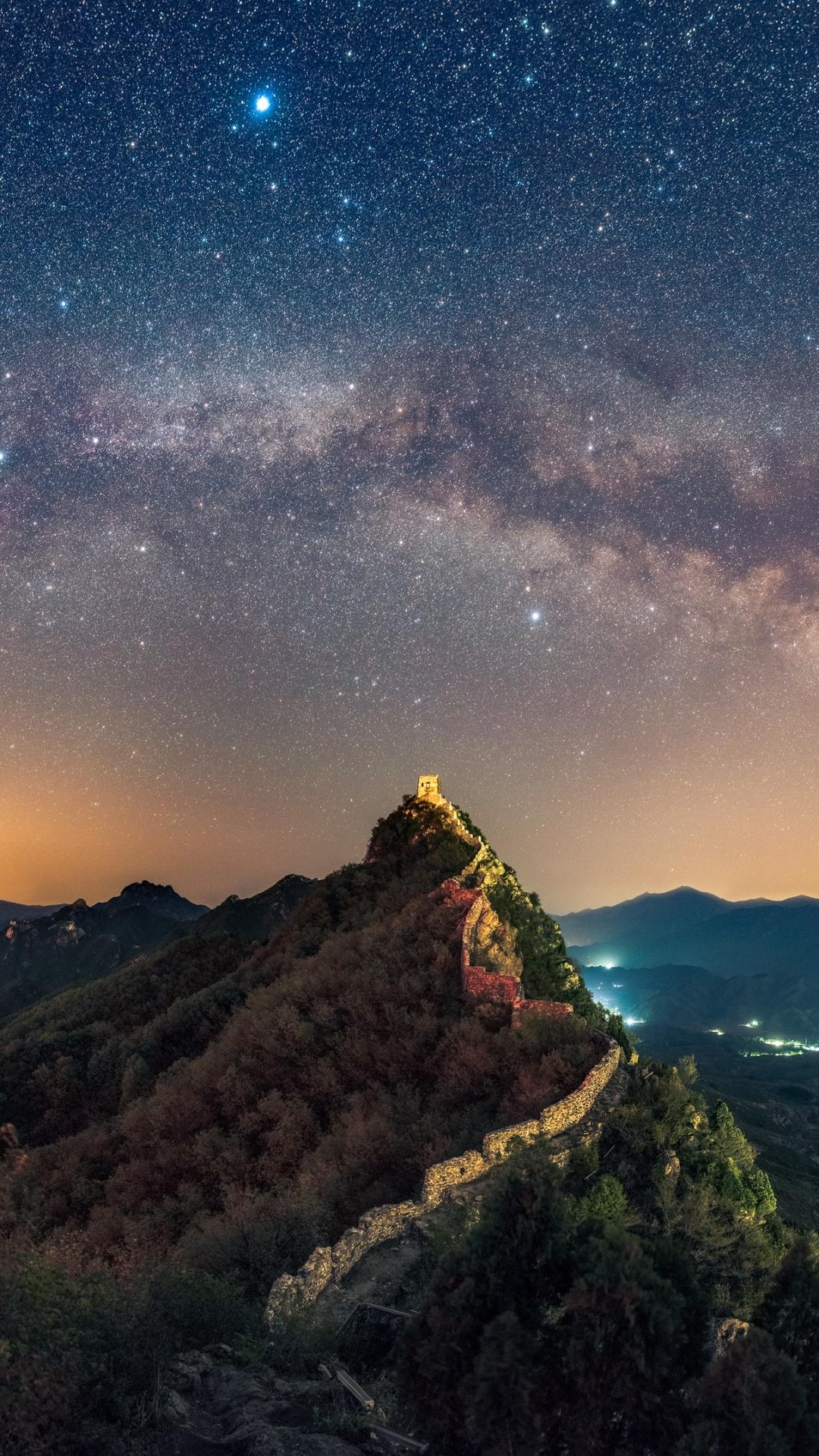 Wallpaper Stars Nature Mountains The Great Wall Of