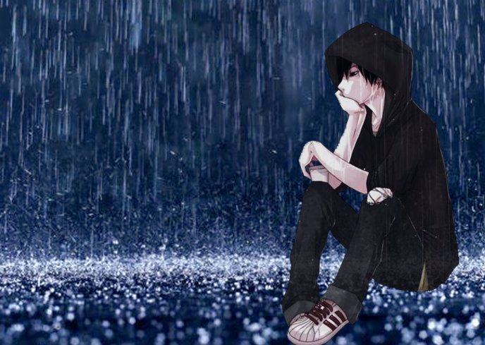 Anime Boy in Rain HD Wallpaper Live HD Wallpaper HQ Pictures Images