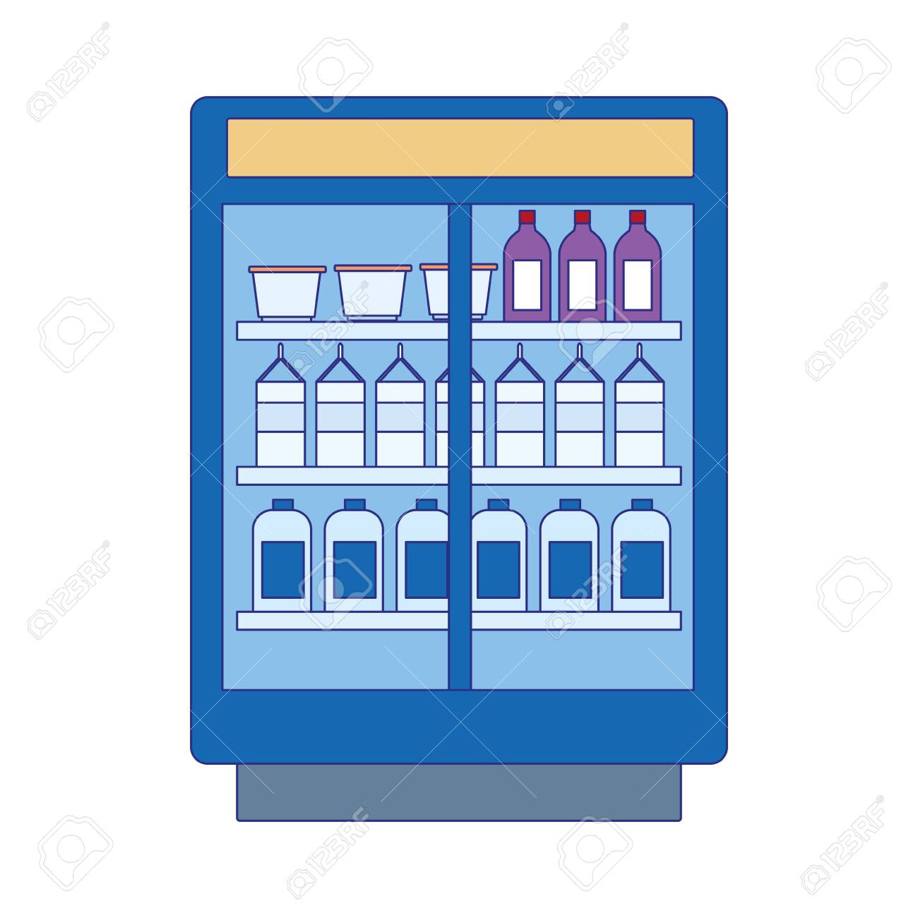 Beverages Bottles Fridge Icon Over White Background Vector
