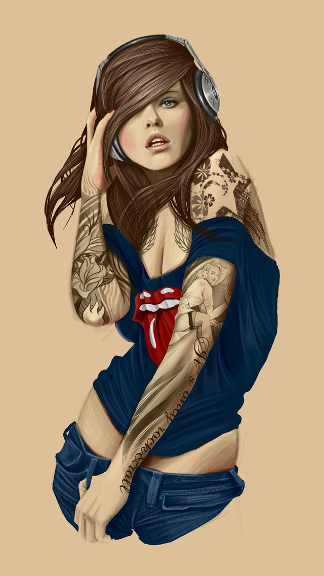 Wallpaper Tags Beautiful Beauty Drawn Girl Hair Music Tattoo Tattooed