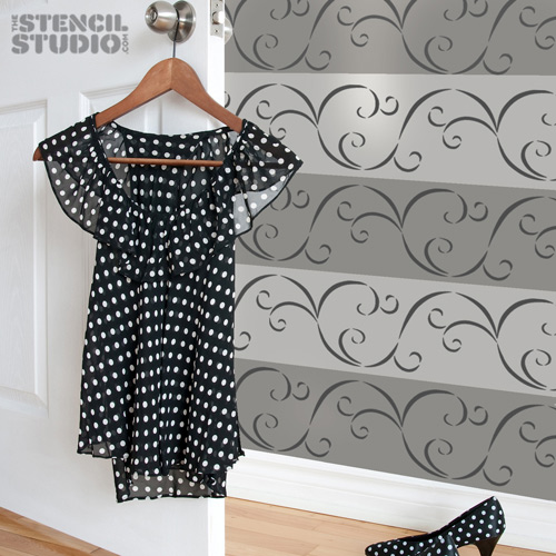 Swirl Pattern Stencil For Stenciling Borders And Wallpaper Style