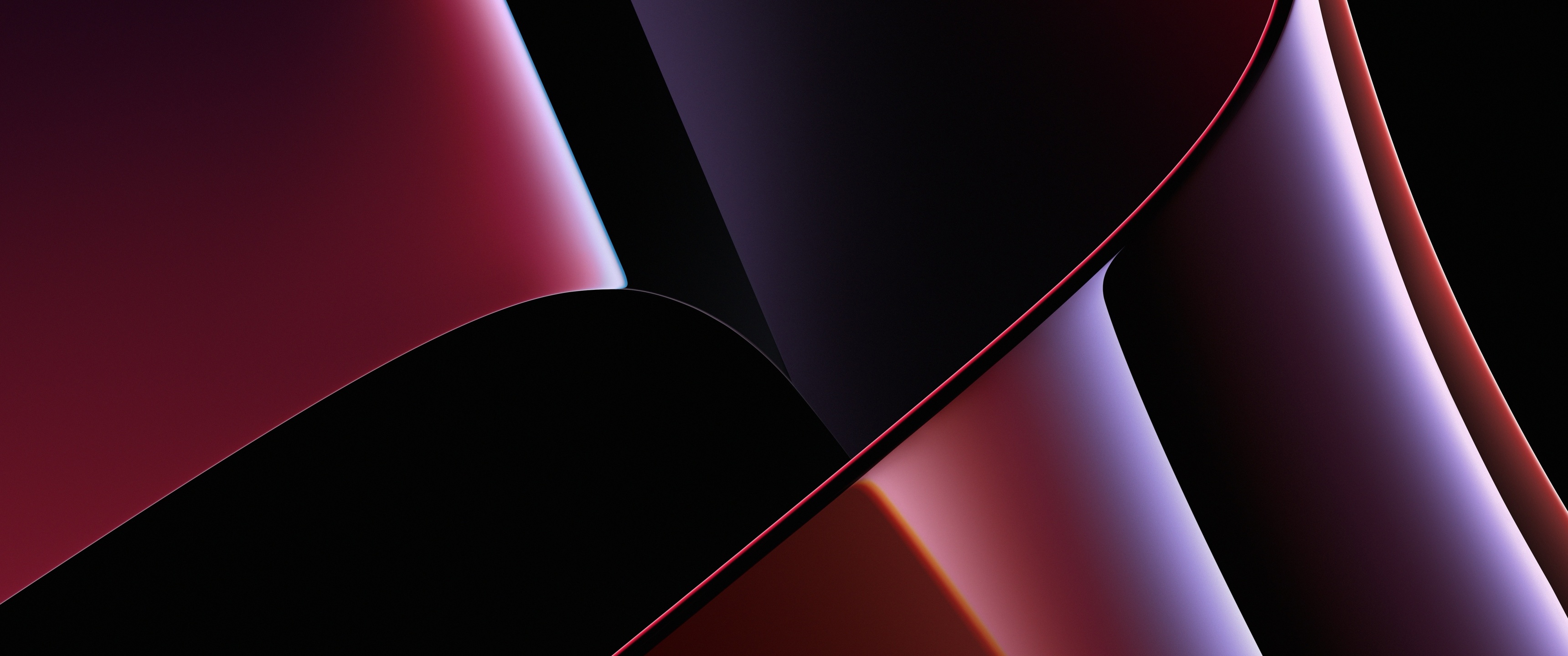 Abstract image with curves and gradients of dark red and purple hues