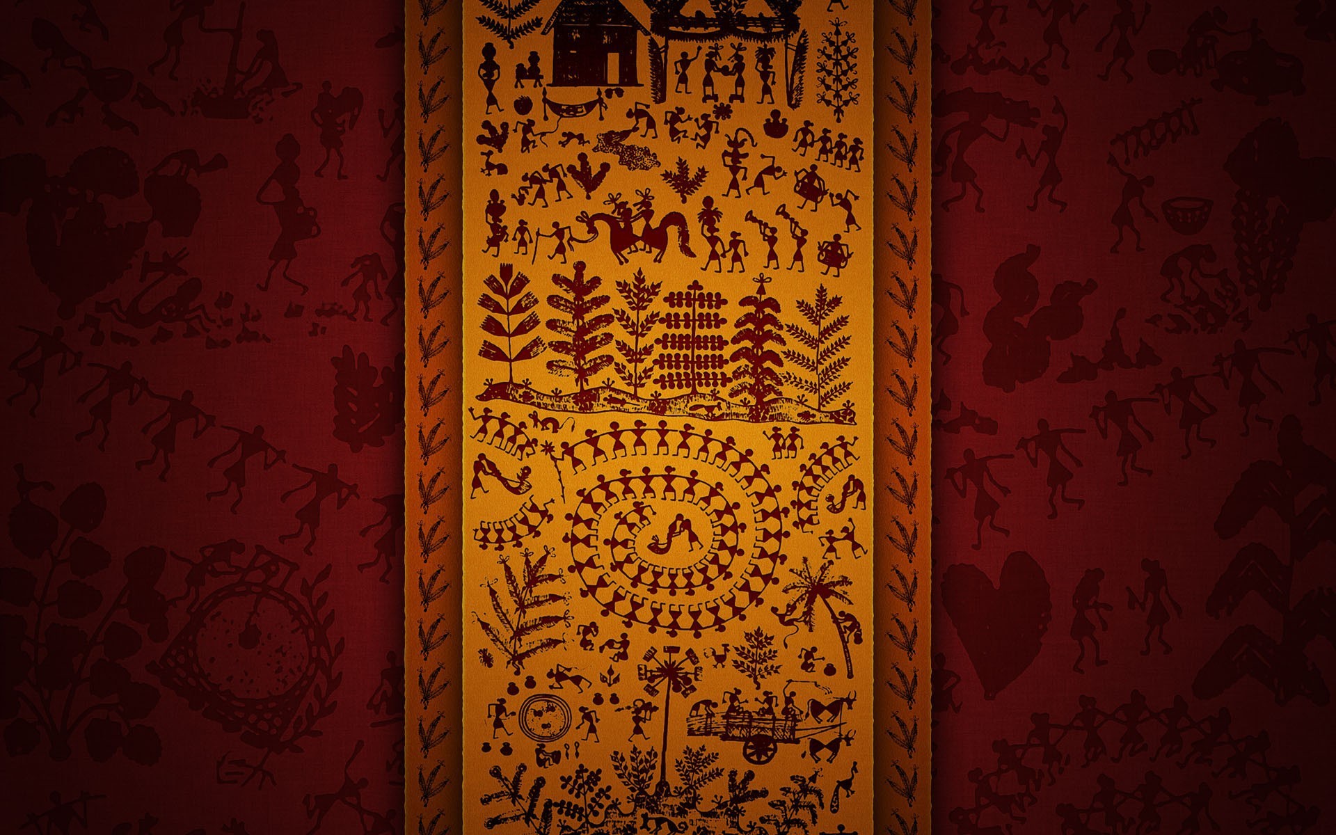 Traditional Ornaments Red Background Wallpaper And Image