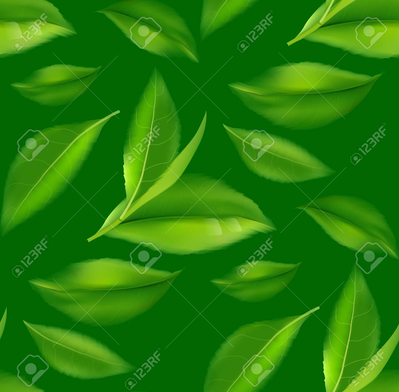 Nature Leaves Green Tea On Spring Background Green Tea Leaves