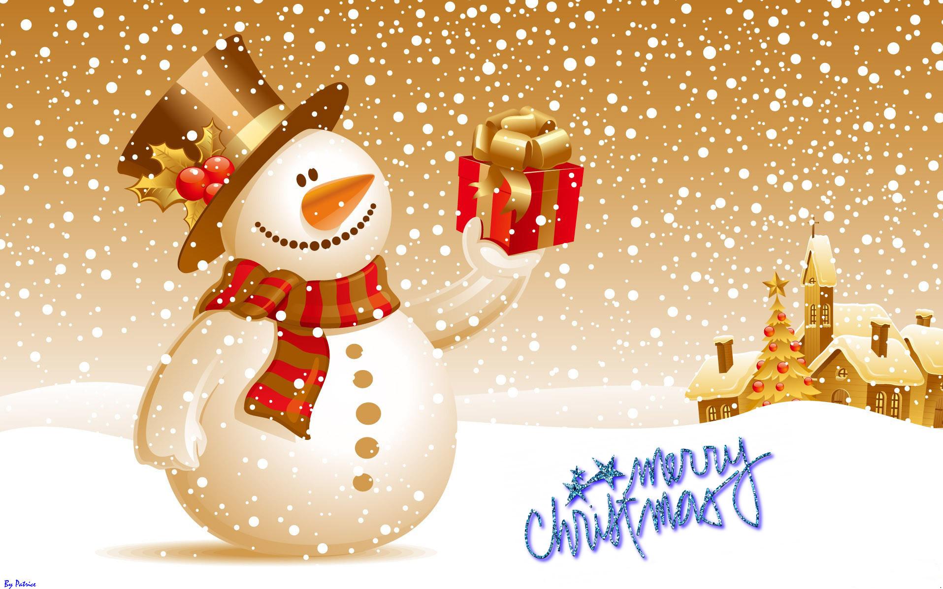 Merry Christmas Snowman HD Wallpaper Background Desktop