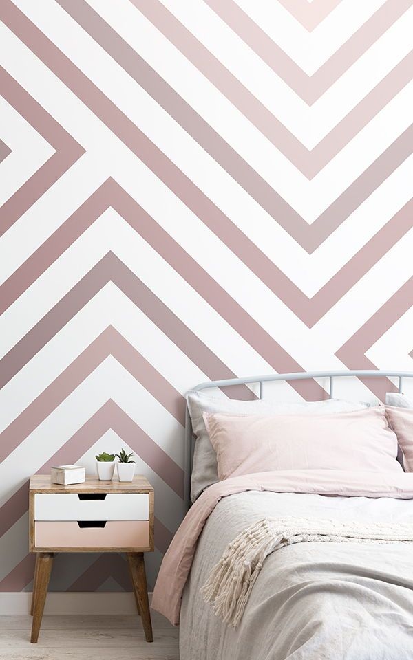 Cypress Dusky Pink Striped Wallpaper Mural With Image Girls