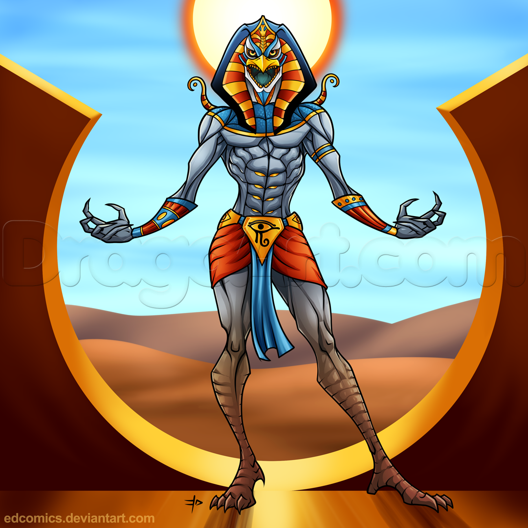 How To Draw Ra The Egyptian Sun God Step By Fantasy Characters