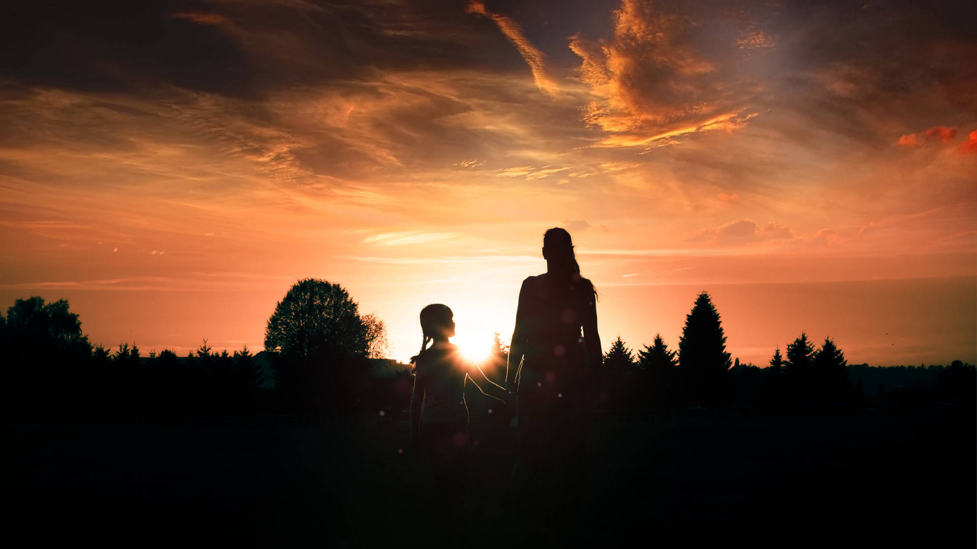 Mother And Kid Silhouette N6x6r3mn4v4zneej Wallpaper