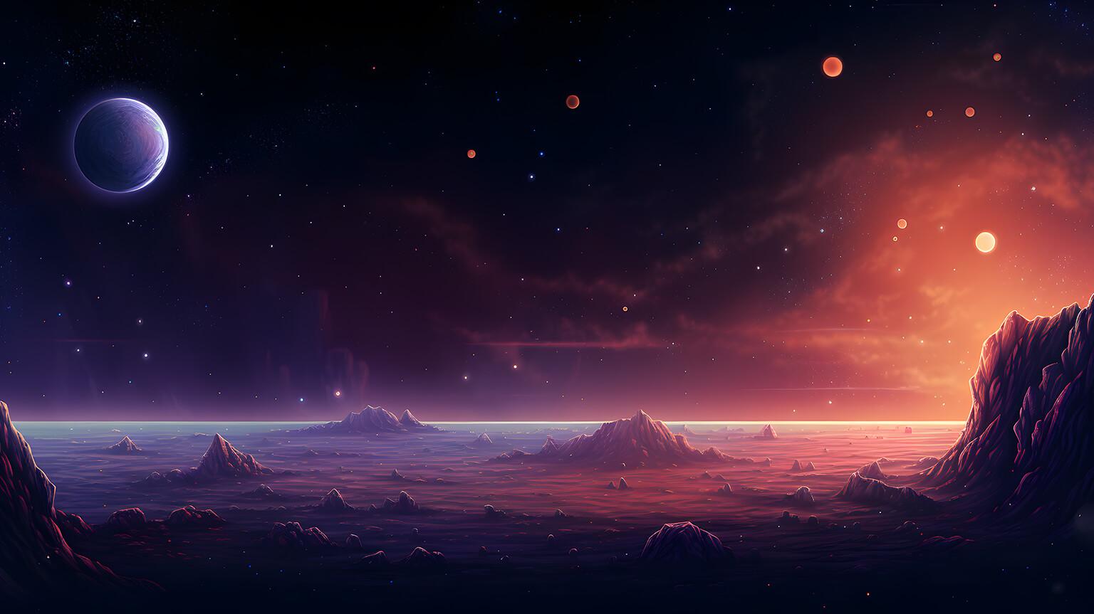 View from Desolate Planet Desktop Wallpaper Space Wallpaper 4K