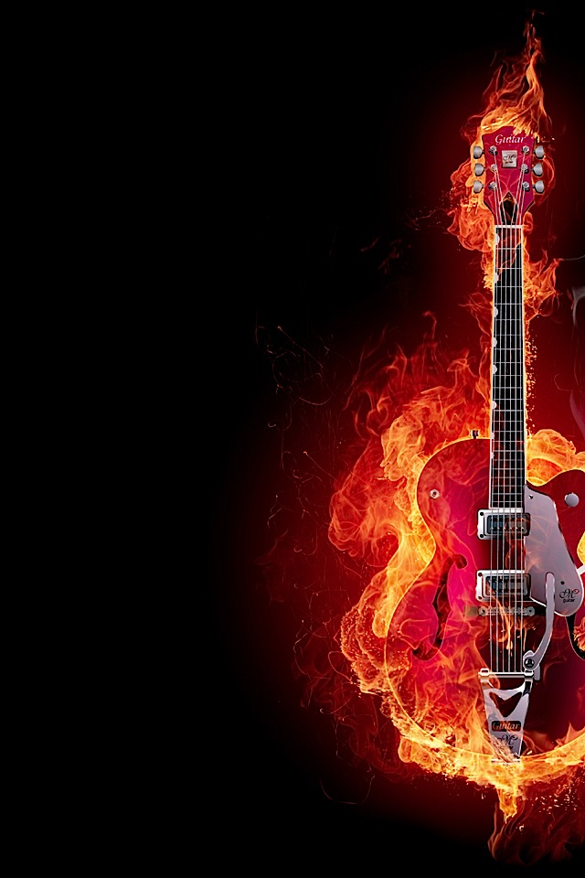 Guitar And Flames iPhone Retina Display Wallpaper Fan Site