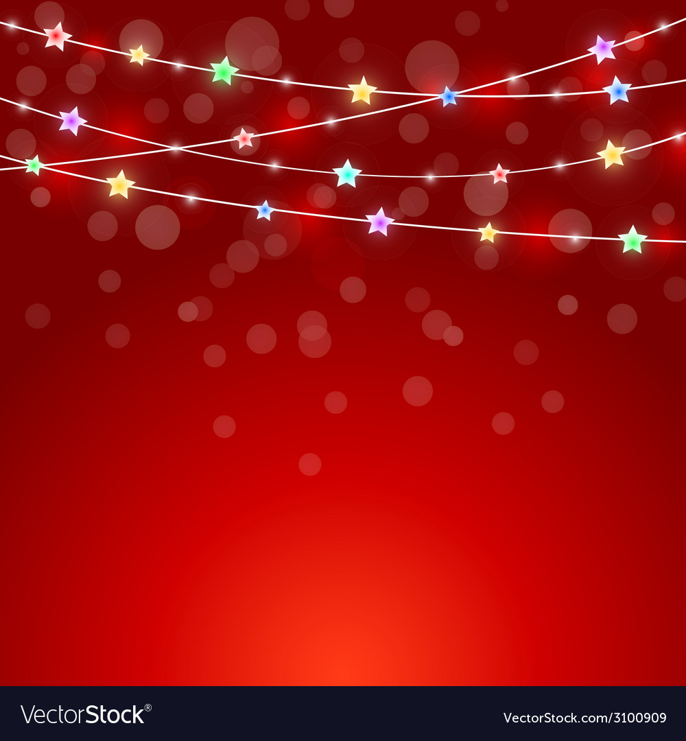 Red Holiday Background With Colored Lights And Vector Image