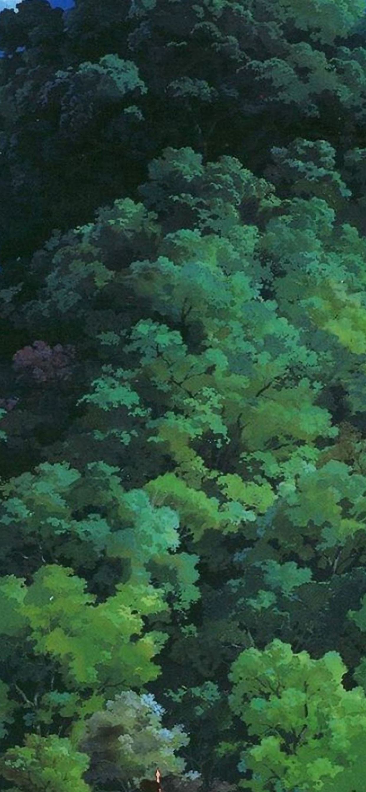 Studio Ghibli Tree Green Art Illustration Love Anime iPhone