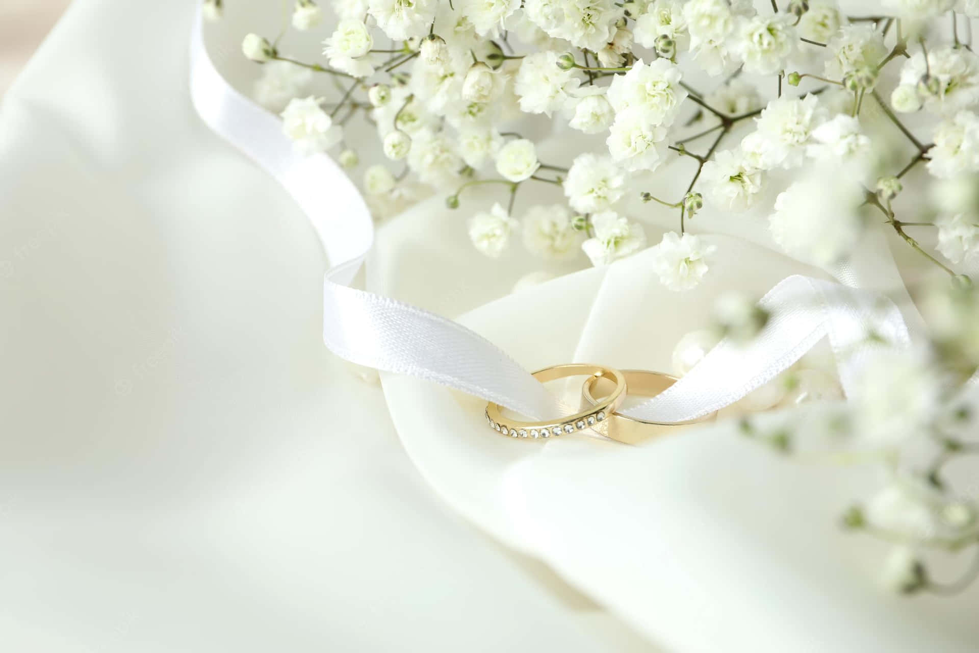 Luxury White Flowers Wedding Wallpaper