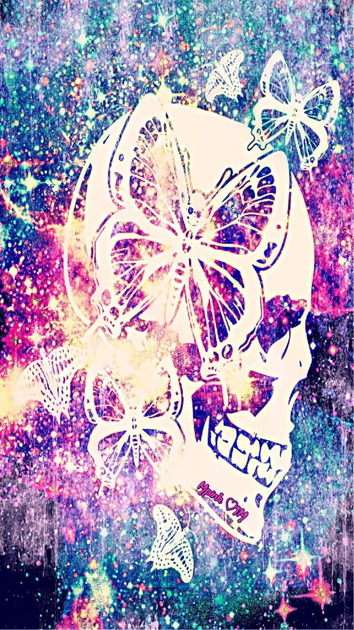 Butterfly Skull Galaxy Wallpaper Androidwallpaper