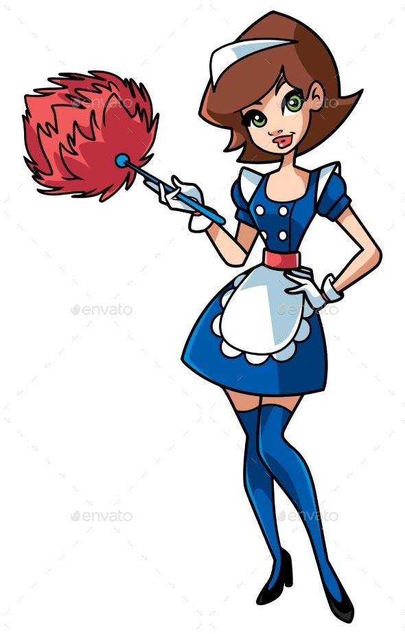 Maid Cartoon Illustration With Image