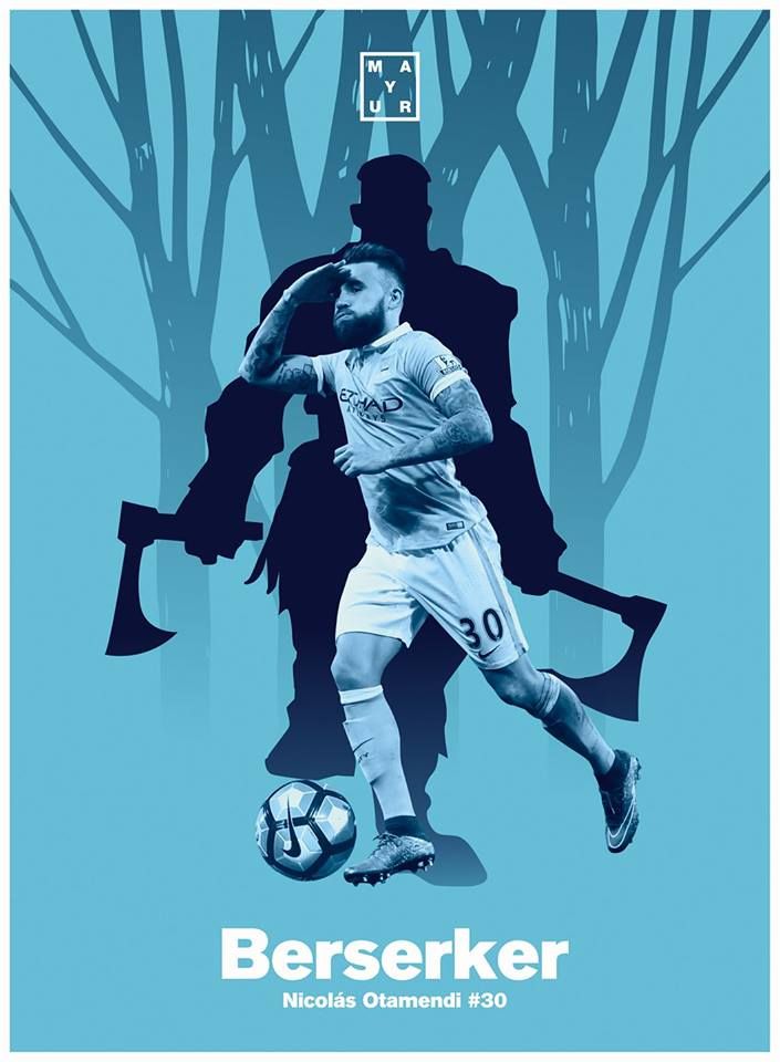 Berserker Nicolas Otamendi Poster Design Manchester City