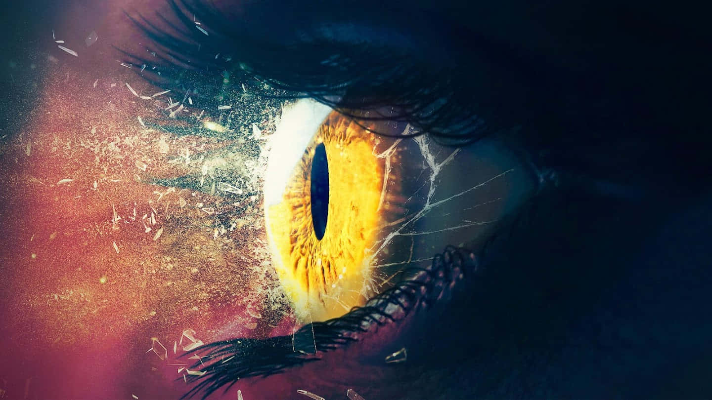 Intense Gaze Through Shattered Glass Wallpaper
