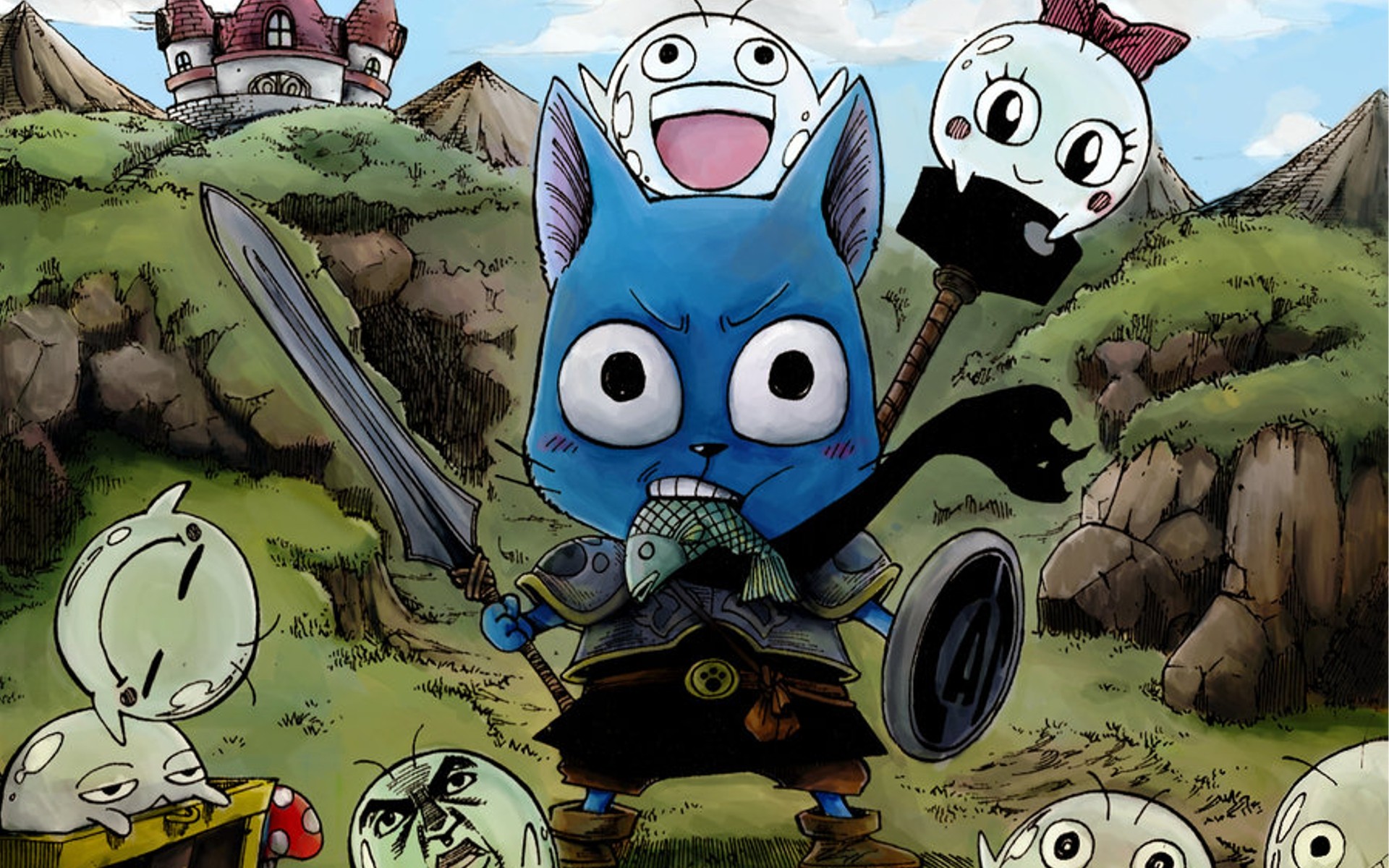 Fairy tail cats drawn happy Fairy Tail Happy Iphone Wallpaper 1920x1200