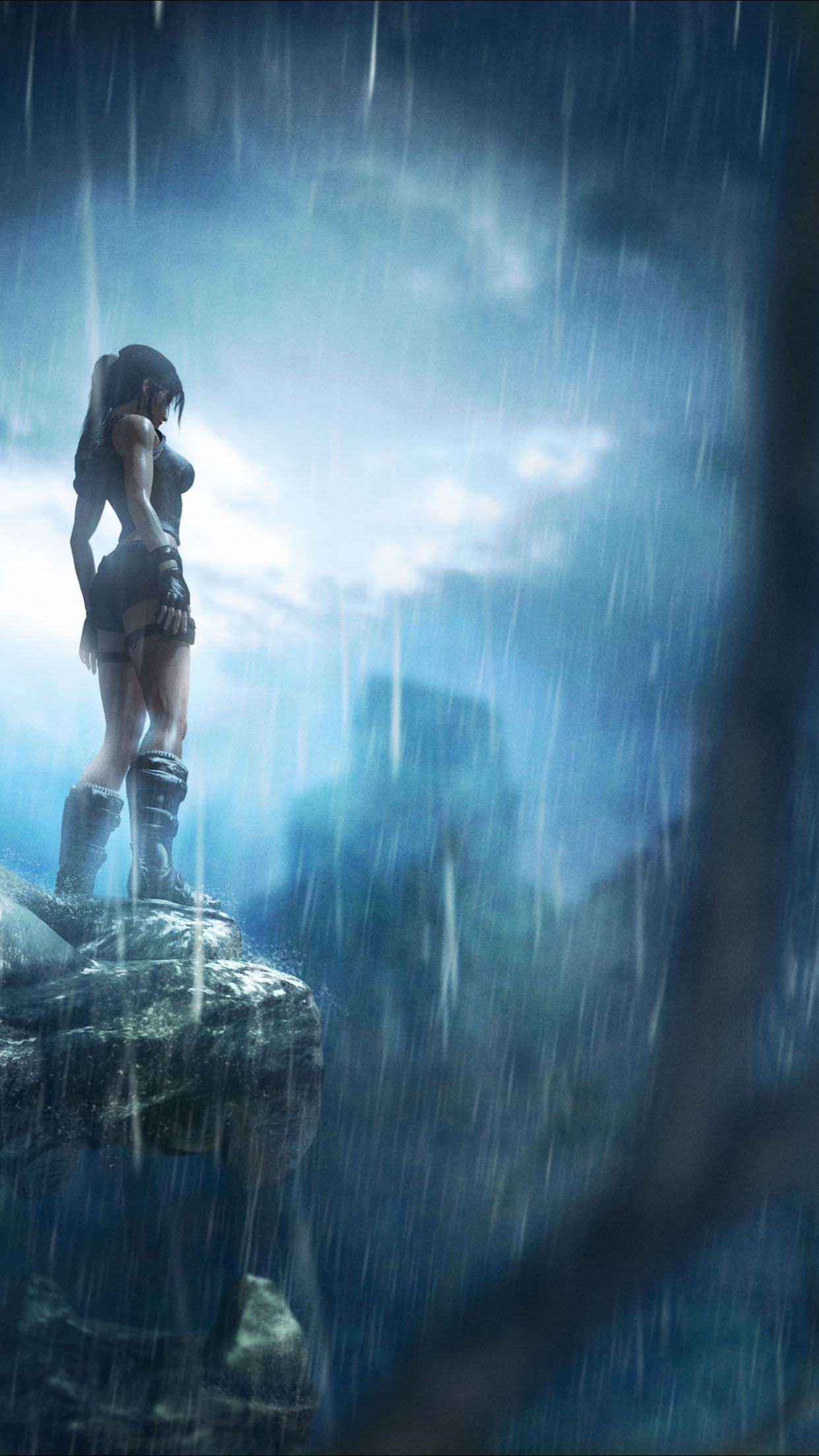 Wallpaper HD iPhone Lara Croft Rain