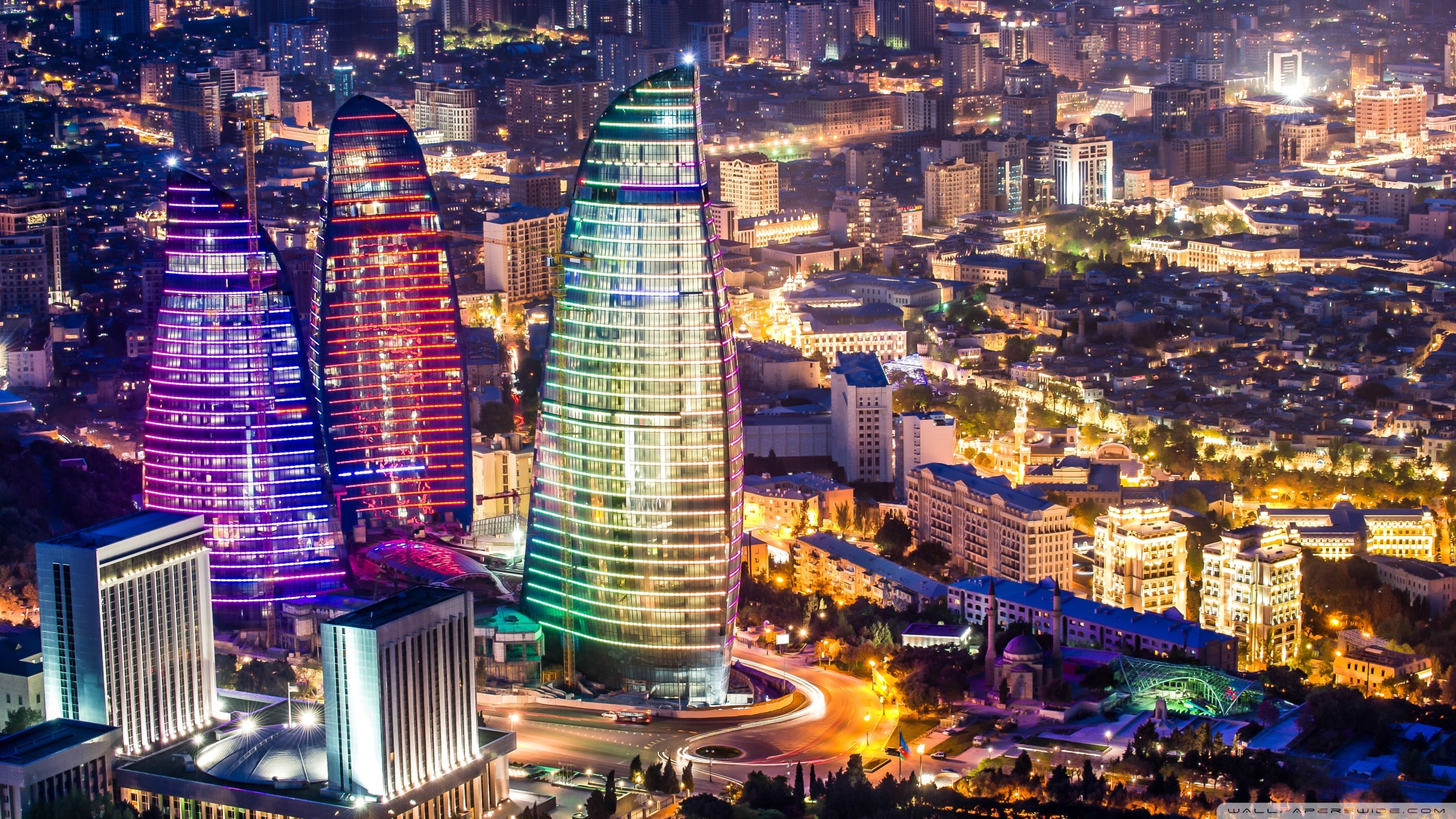 Flame Towers Baku Azerbaijan 4k HD Desktop Wallpaper For