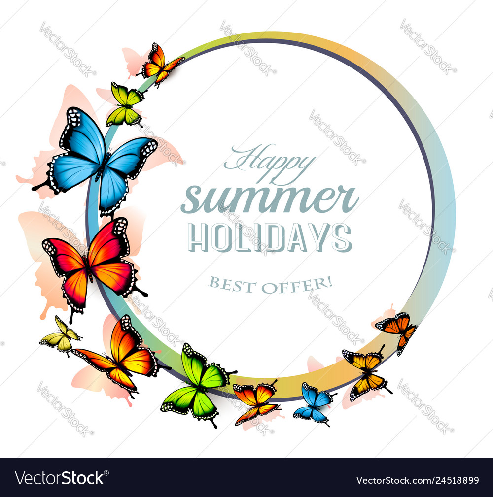 Happy summer holiday background with colorful Vector Image 1000x1009