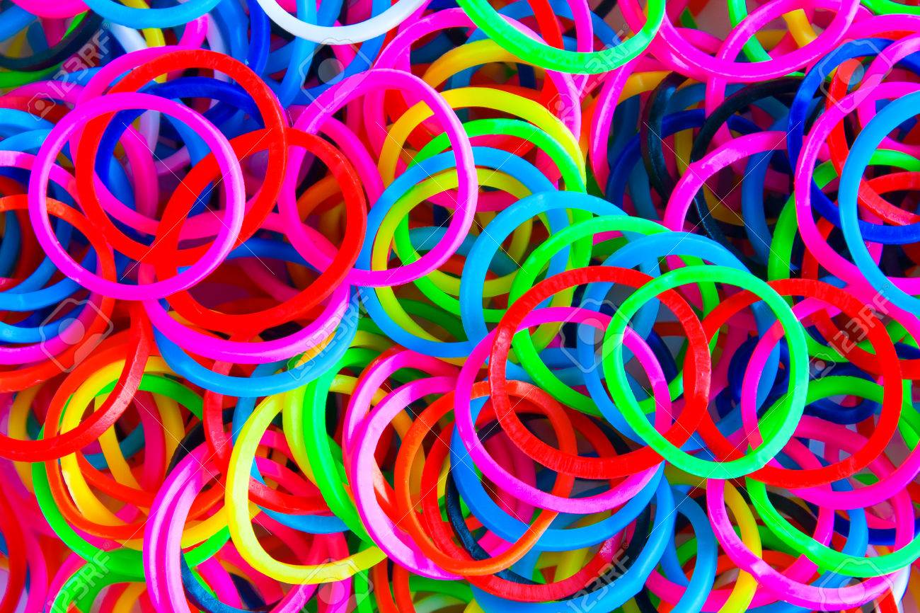 Colorful Background Rainbow Colors Rubber Bands Loom Stock Photo