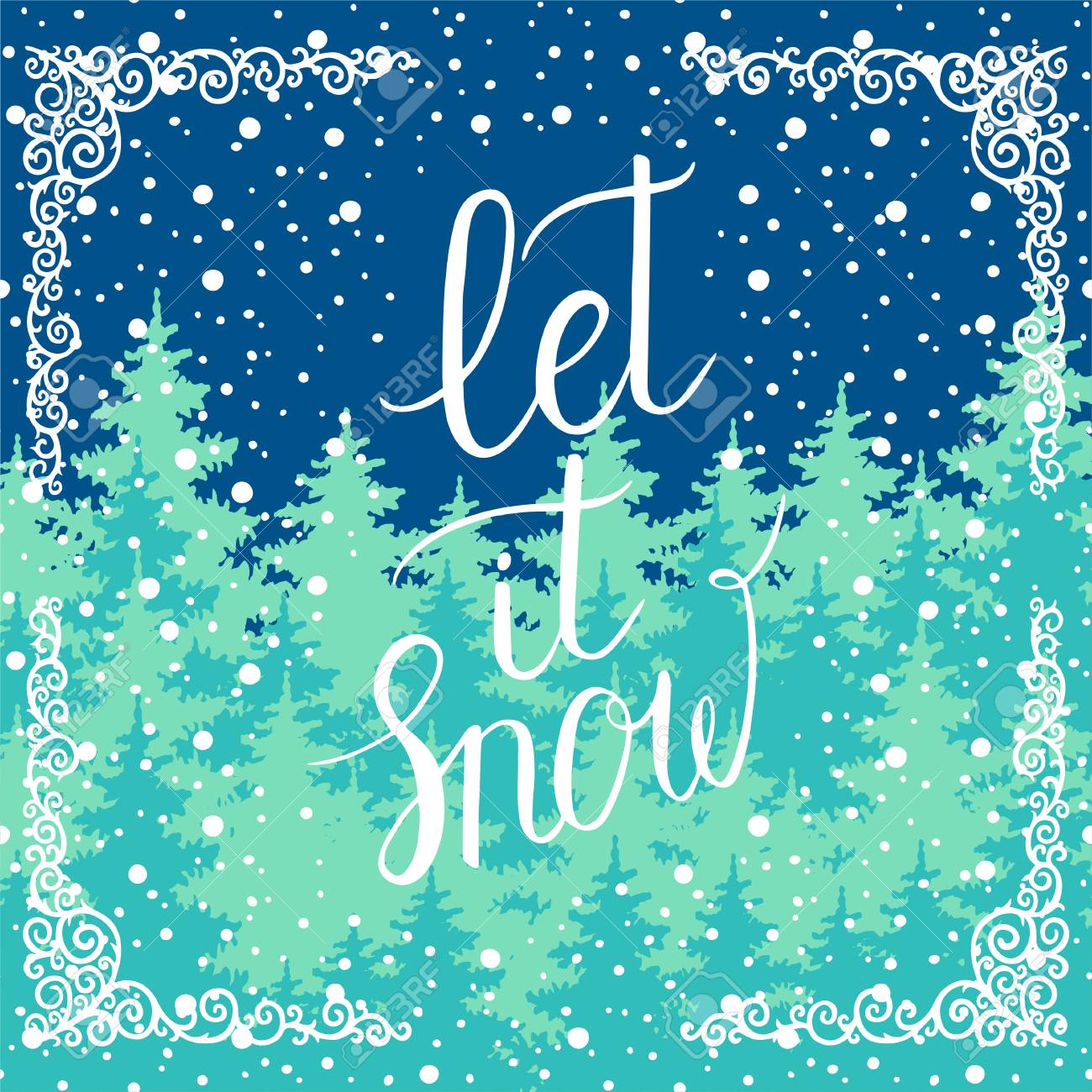 Let It Snow Greeting Card Vector Winter Holidays Background