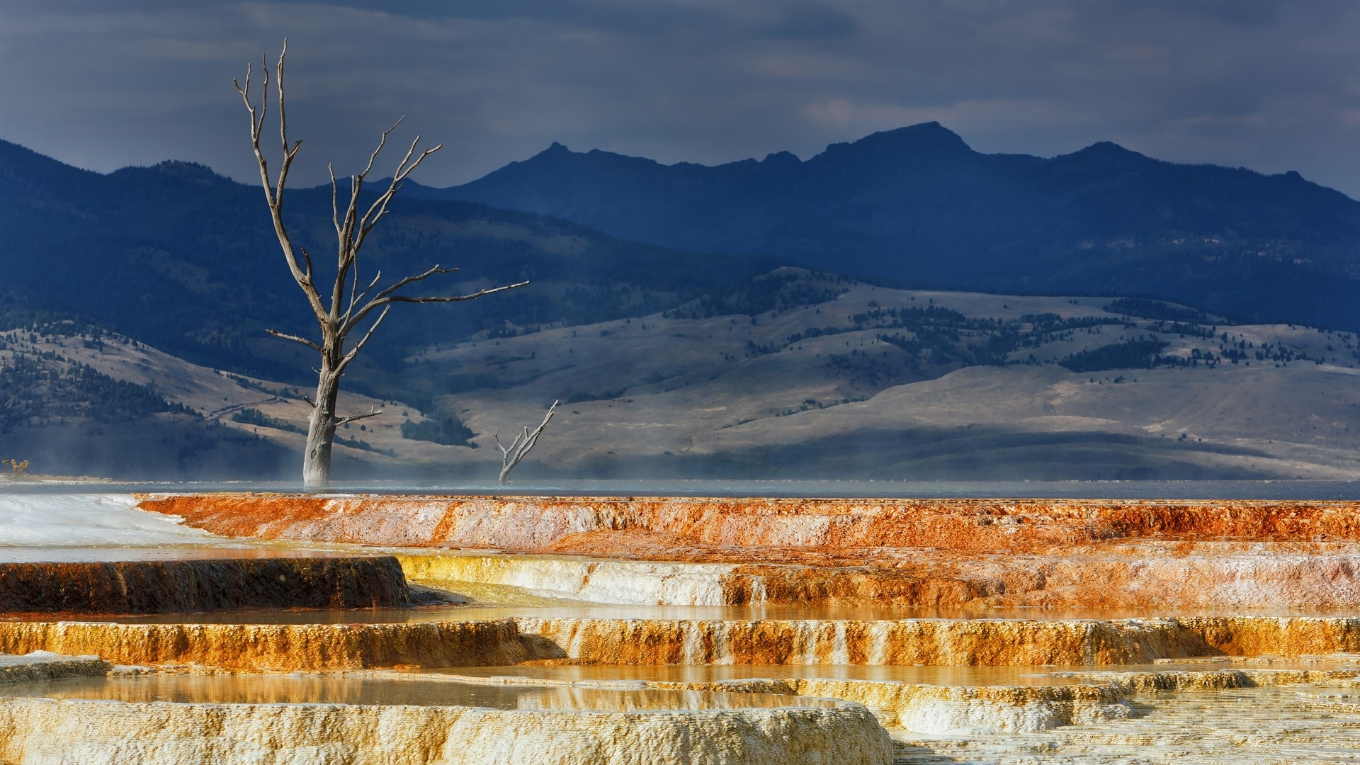 Yellowstone Hot Springs Minerva Wallpaper Art HD