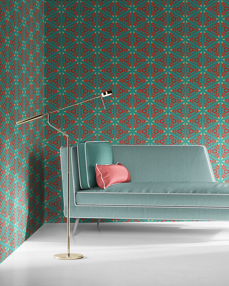 Bunsen Turquoise Coral Vellum Wallpaper Pearl And Maude