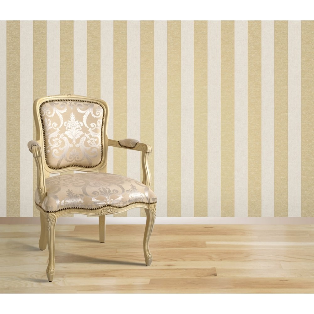 Gold Striped Wallpaper Fine Decor Torino