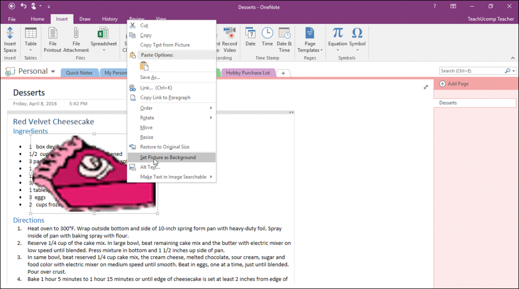 Set A Picture As Background In Onenote Tutorial