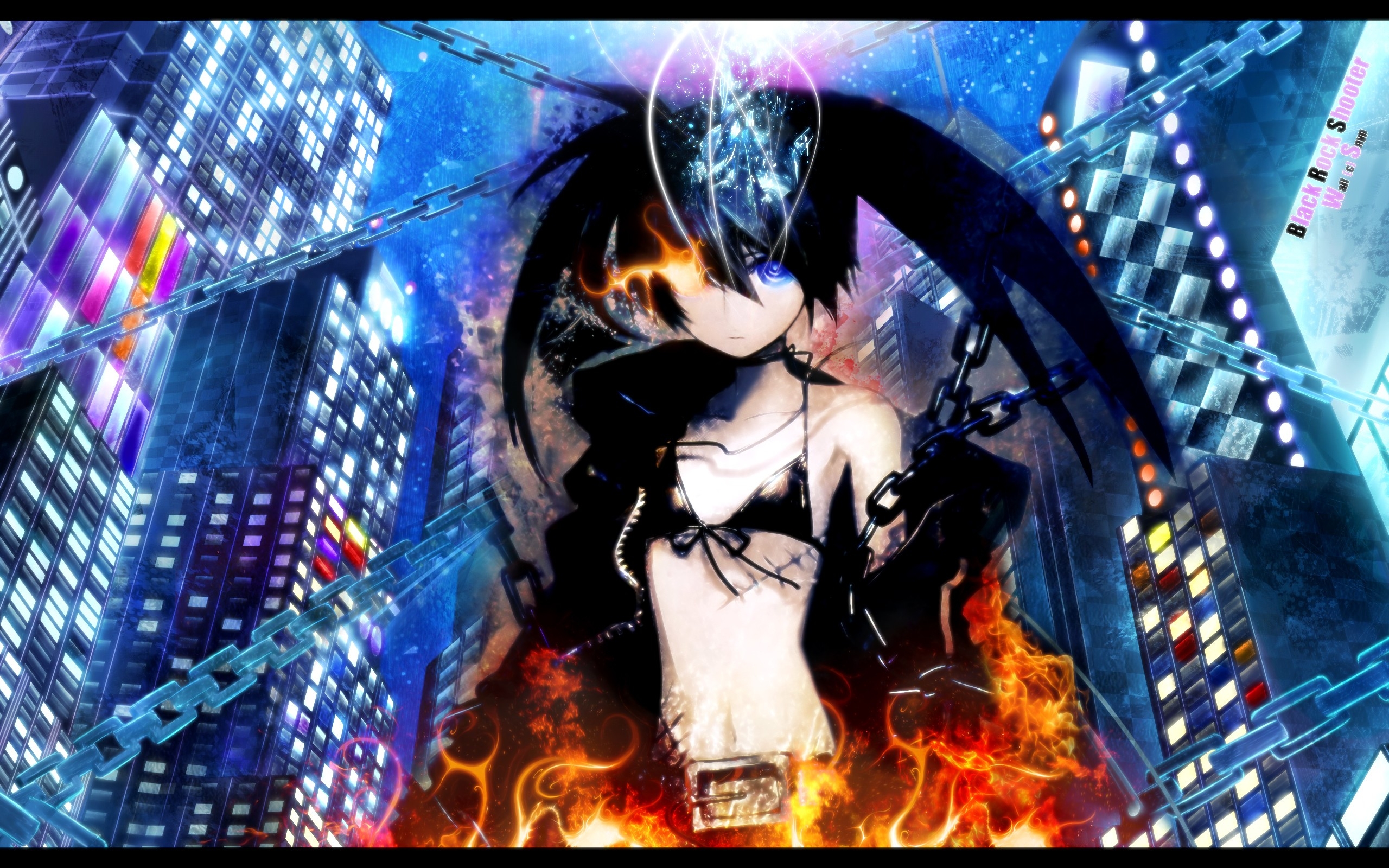 Black Rock Shooter Colorful Snyp Chains Anime Girls