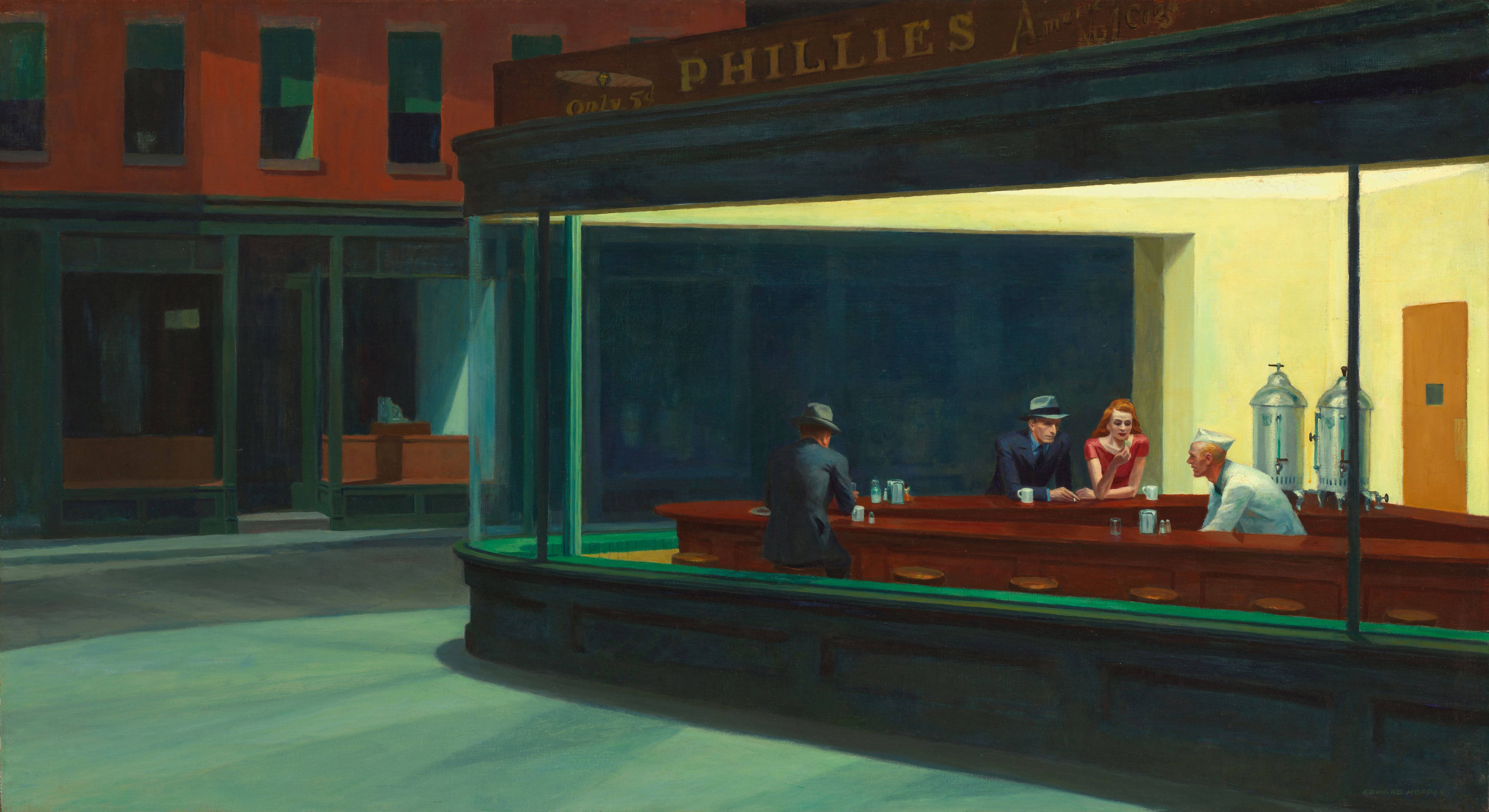 Windows 4k Nighthawks Painting Wallpaper