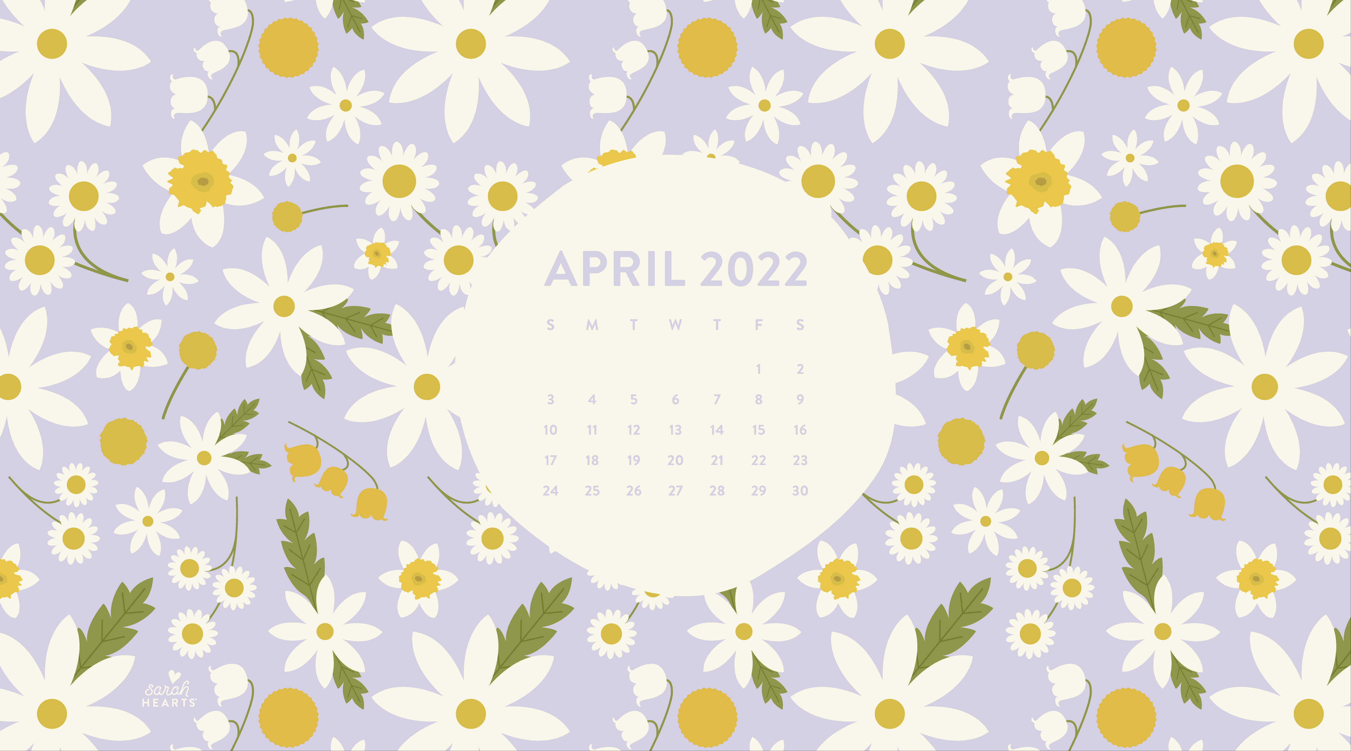 Purple Flowers April Calendar Wallpaper