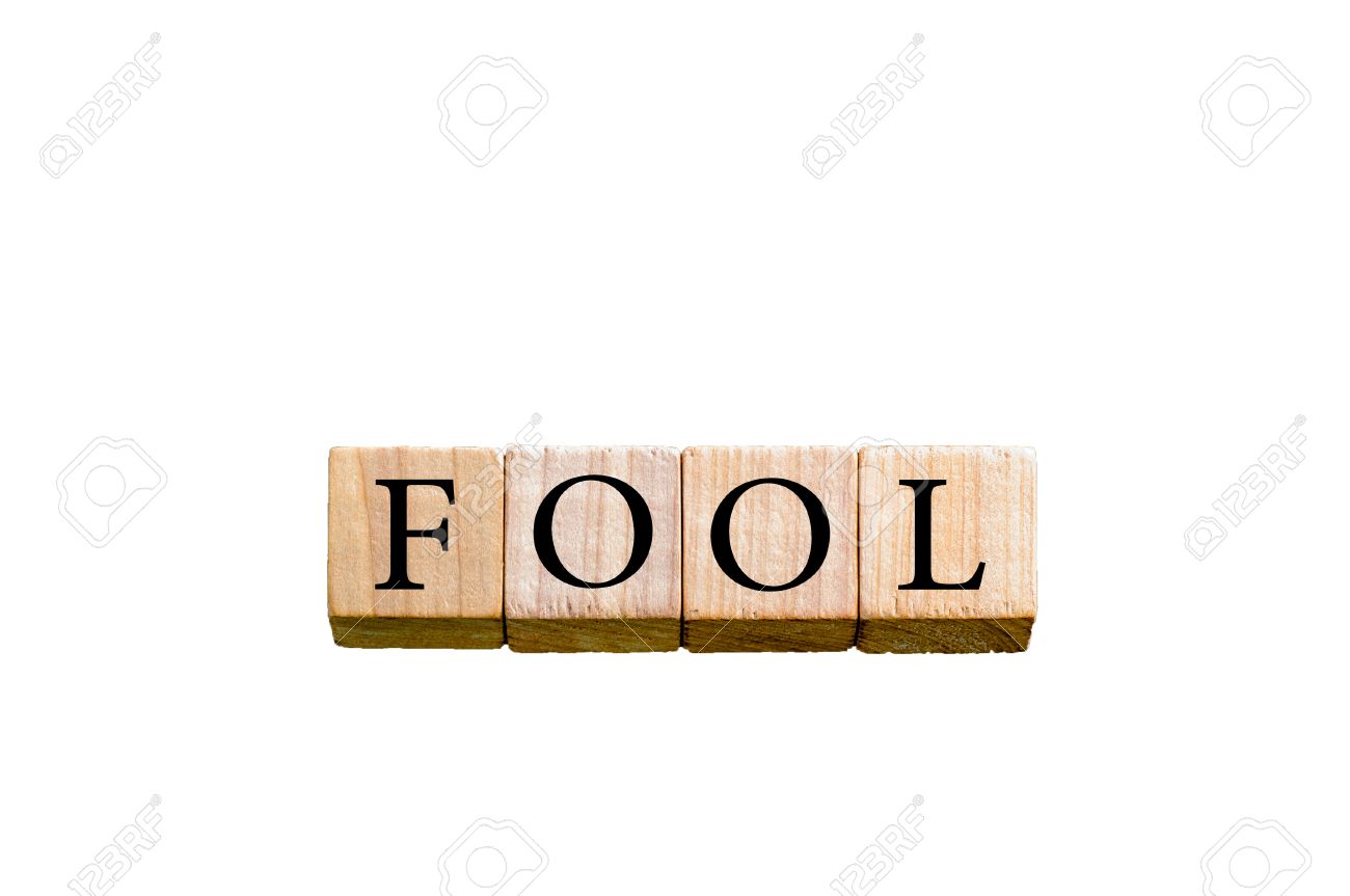 Word Fool Wooden Small Cubes With Letters Isolated On White