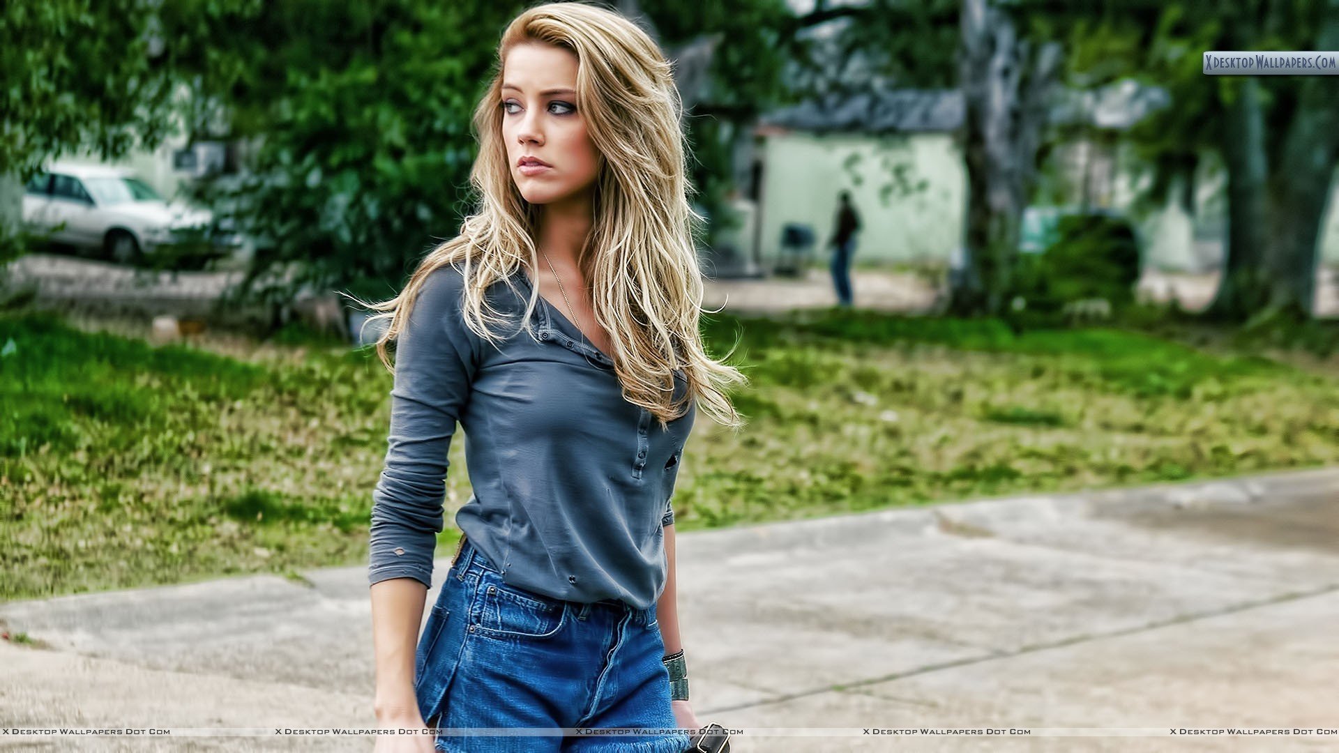 Amber Heard Looking Back in Movie Drive Angry Wallpaper