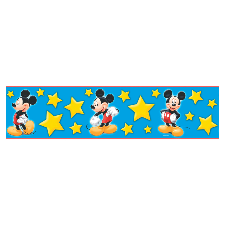 Blue And Yellow Mickey Stars Prepasted Wallpaper Border At Lowes