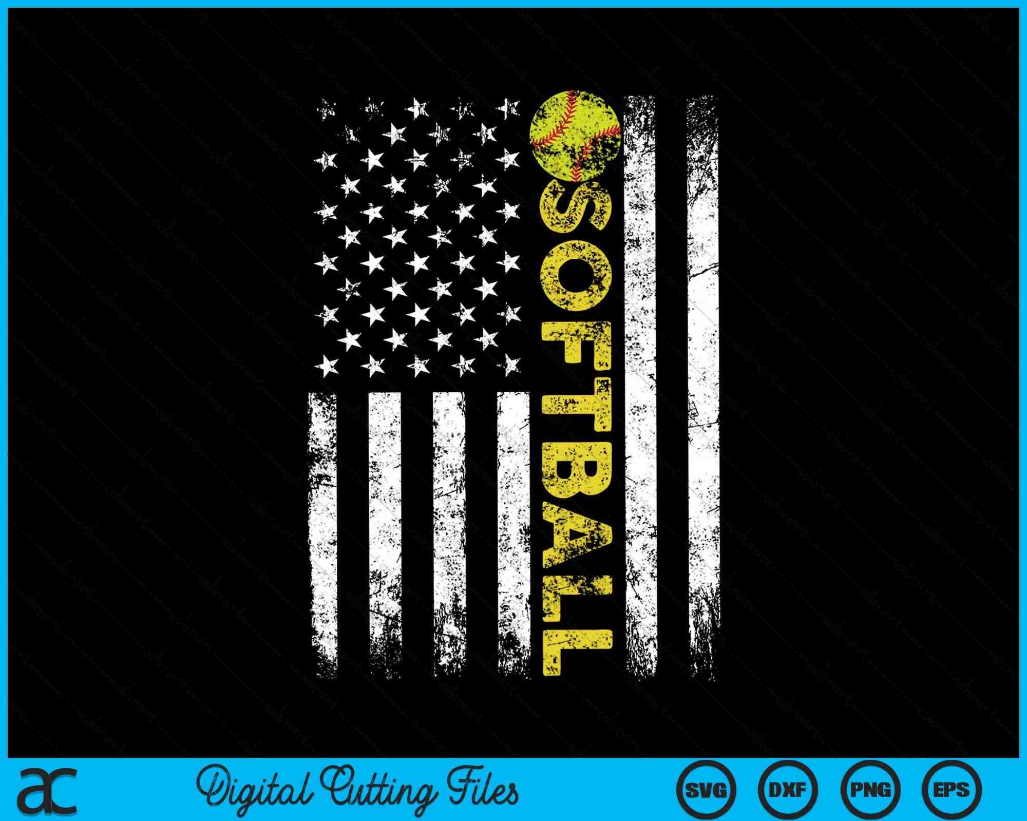 American Flag Softball Team SVG PNG Digital Cutting Files