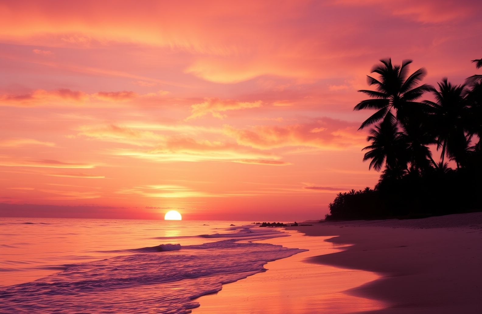Pink Beach Sunset Wallpaper
